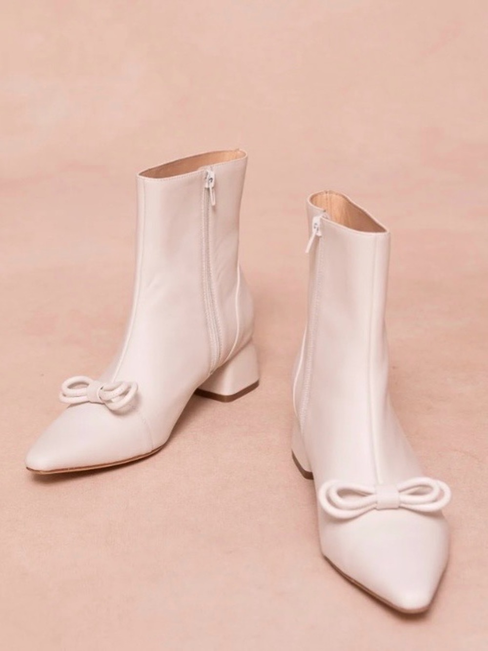 Ivy City Co White Ivy Pointed Toe with Bow Ankle Boots